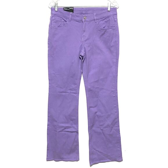 H&M Purple Pastel Jeans Flare Low Waist Denim Womens 8 Stretch Spring Boho NWT - Picture 1 of 7